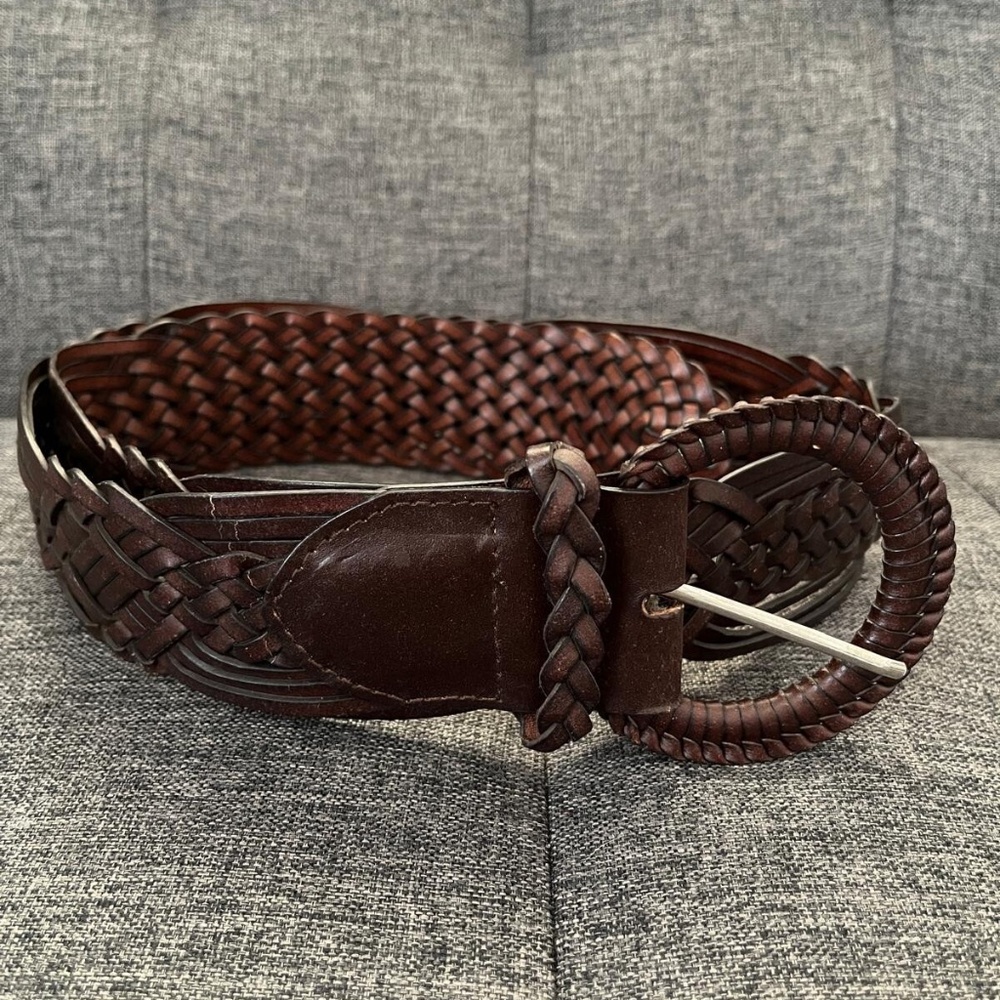 Wide Braided Brown Leather Belt – Size M/L – 2” – New with Tags – Free Shipping